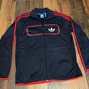 Adidas Men's dark navy blue Track Jacket with Red Trim